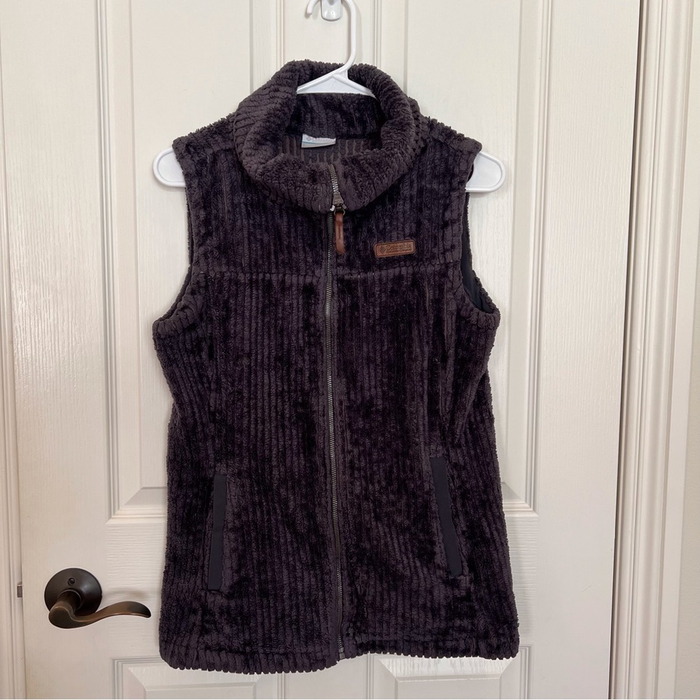 Columbia Zip-Up Cowl Neck Vest Charcoal Gray